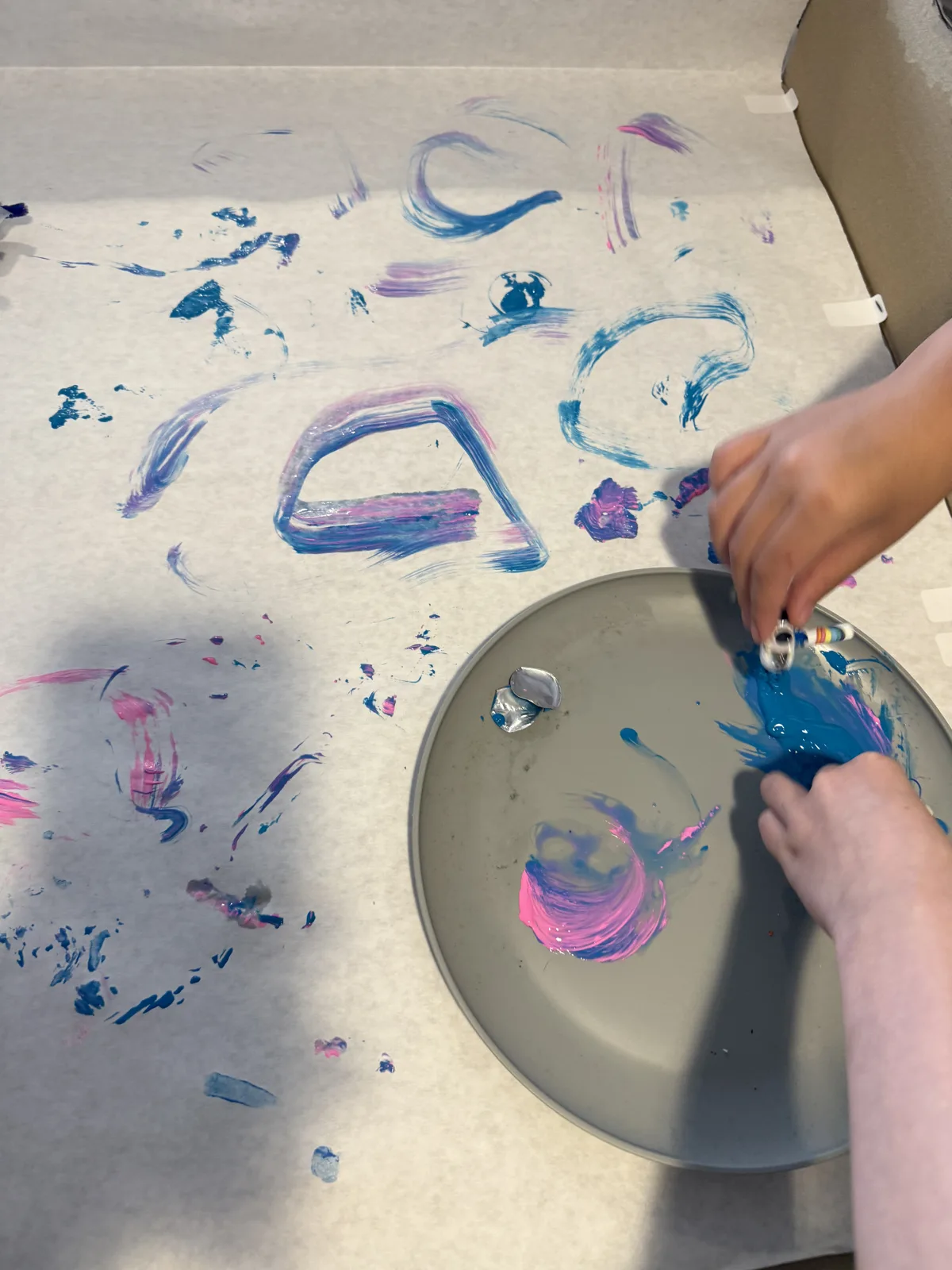 Mixing ink colors in the studio