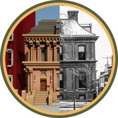 The Newburgh Project logo: a round emblem, half a Minecraft building and half an old photograph