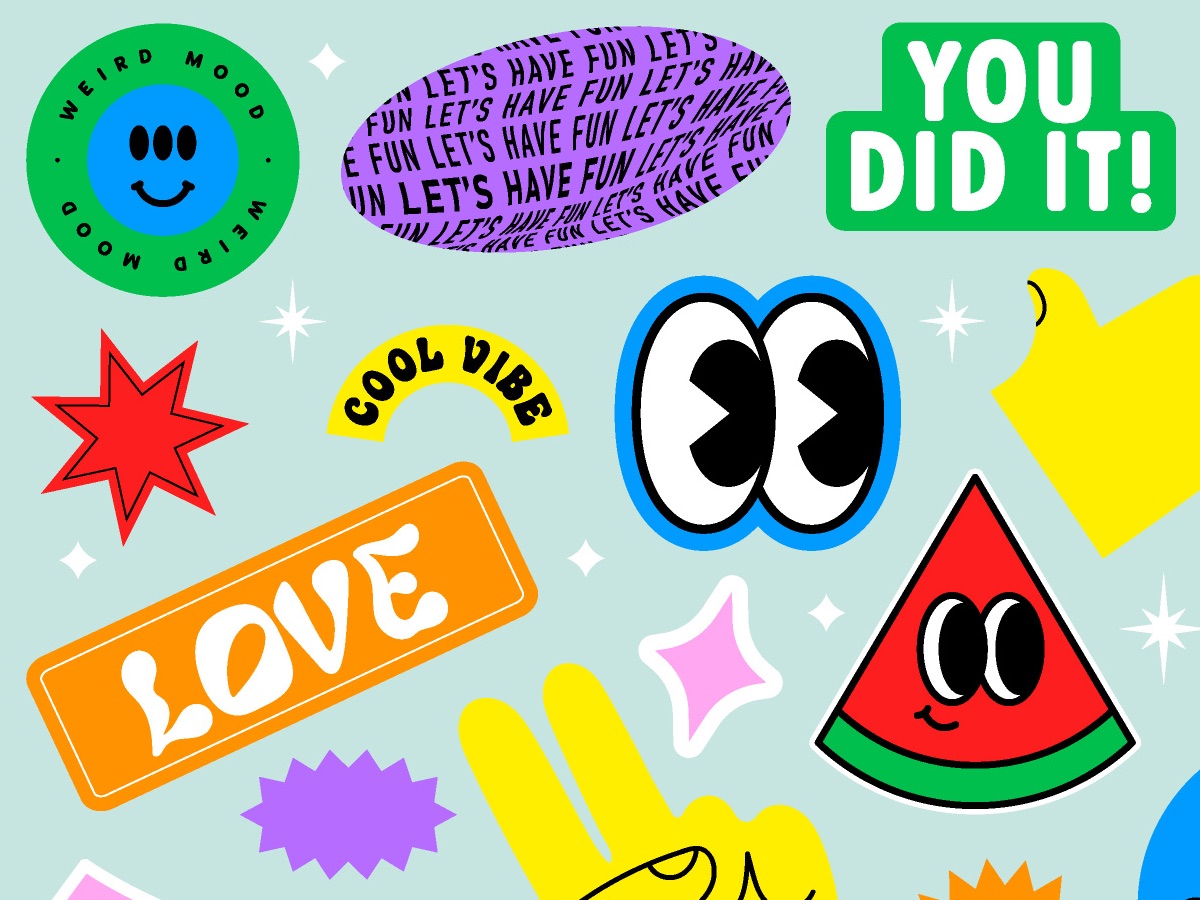 Stickers that say LOVE and YOU DID IT, with a smiling watermelon