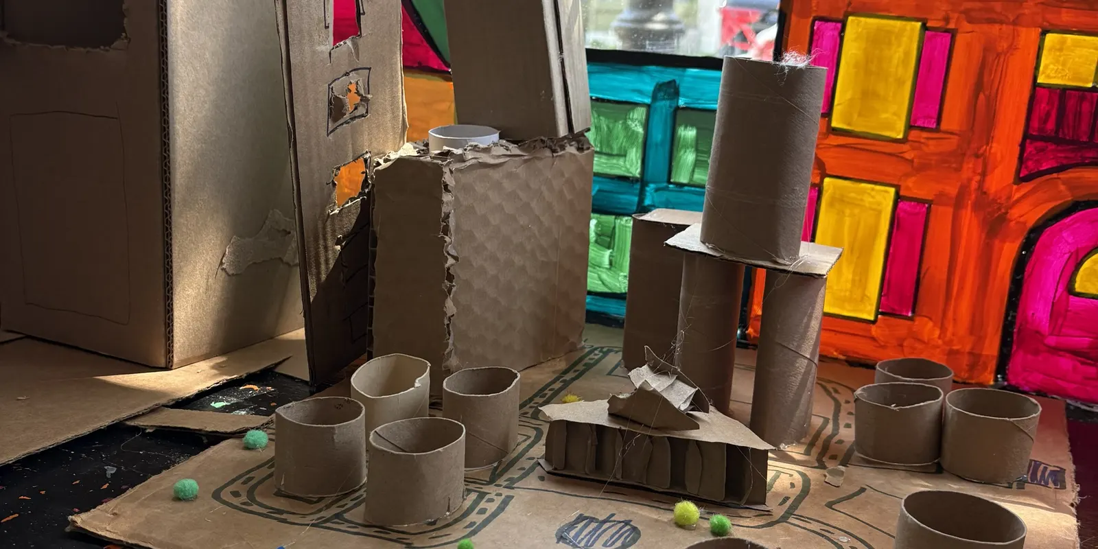 Painted cardboard buildings from CITYLab