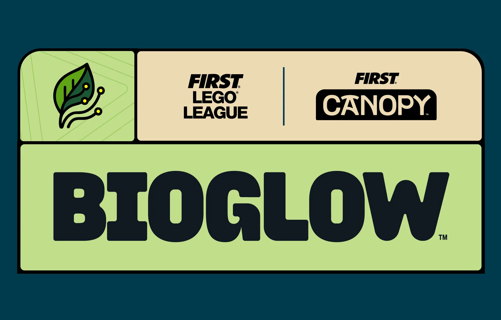 Official BIOGLOW season artwork — FIRST LEGO League, FIRST CANOPY 2026-27