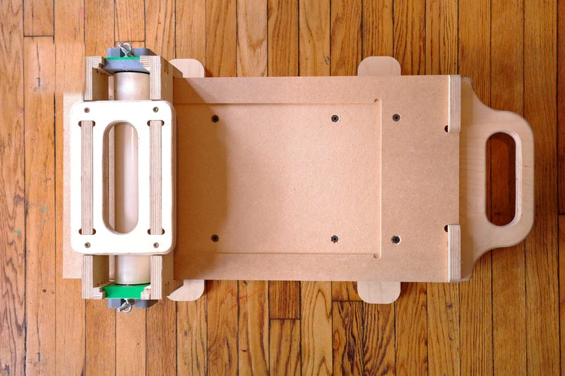 Top-down view of the press